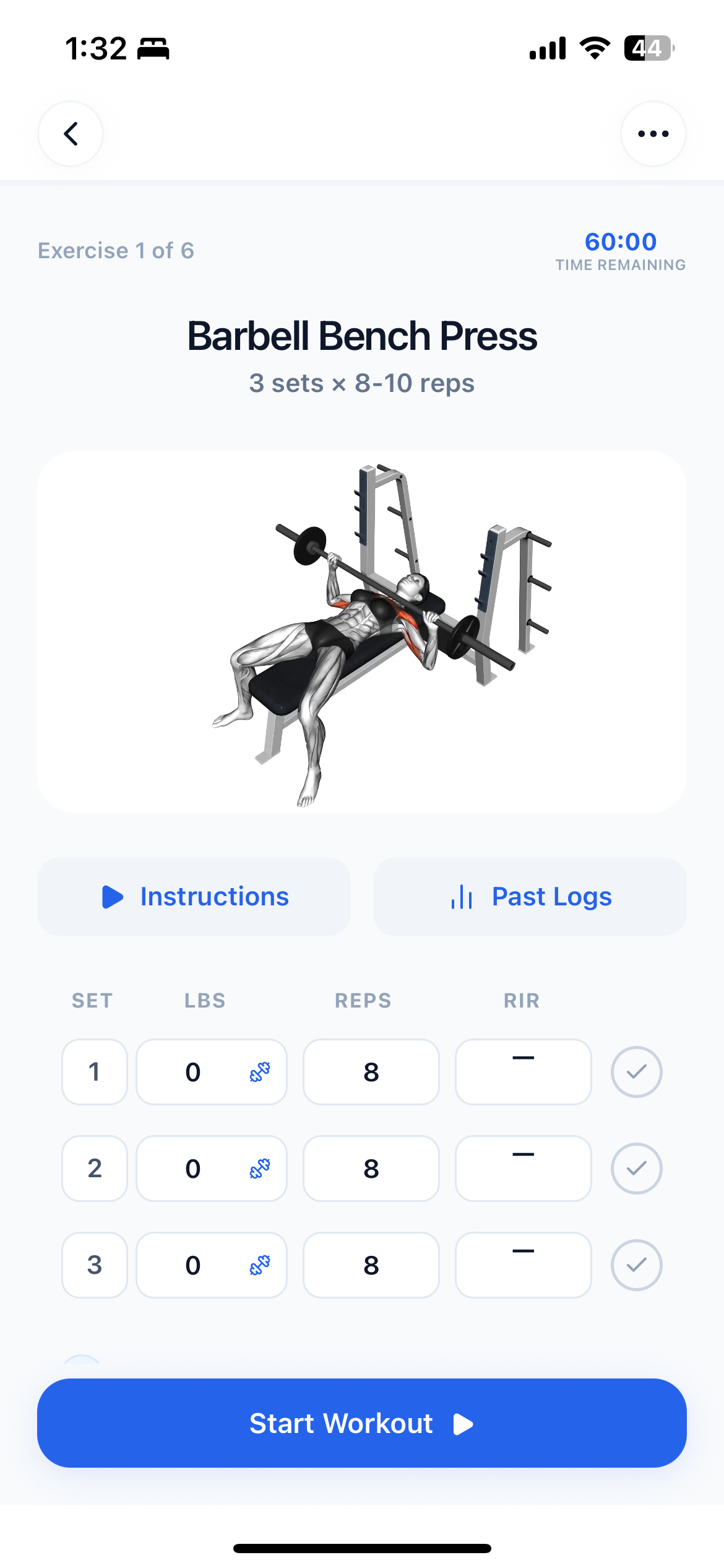 Workout logger preview